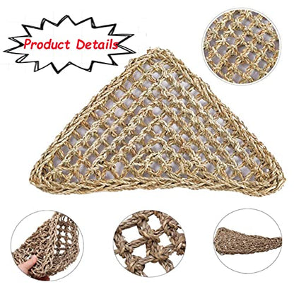 Tfwadmx 3 Pack Bearded Dragon Hammock Lizards Lounger Reptile Climbing Accessories, Natural Seagrass Fibers Hammock for Reptiles Geckos Anoles Iguanas Hermit Crabs Triangular - size: 11x8In