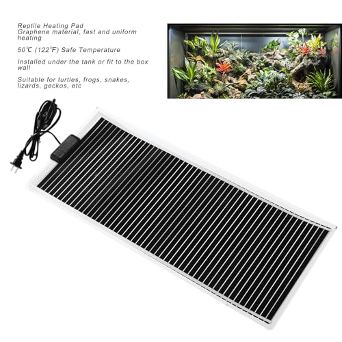 Reptile Heating Pad, 35W Graphene Under Tank Heat Mat 28x65cm, Safe and Portable Terrarium Heater for Turtles, Lizards, Snakes, and Geckos