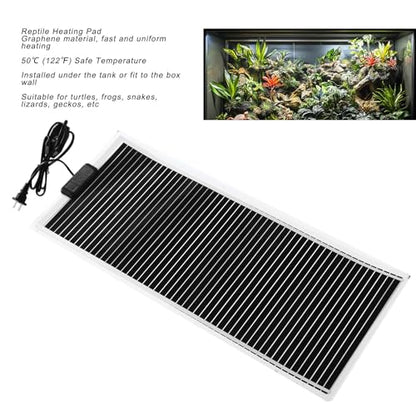 Reptile Heating Pad, 35W Graphene Under Tank Heat Mat 28x65cm, Safe and Portable Terrarium Heater for Turtles, Lizards, Snakes, and Geckos