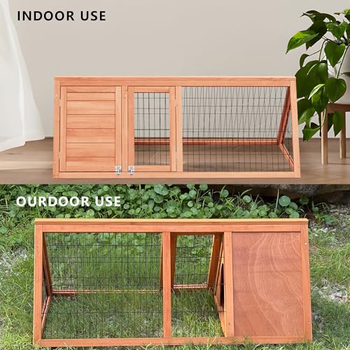 Large Tortoise Habitat House Turtle Hidden Enclosure Indoor Outdoor | Wooden Triangle Reptile Lounge, Ventilating Wire Fence, Fits Small Animals - color: Wood1
