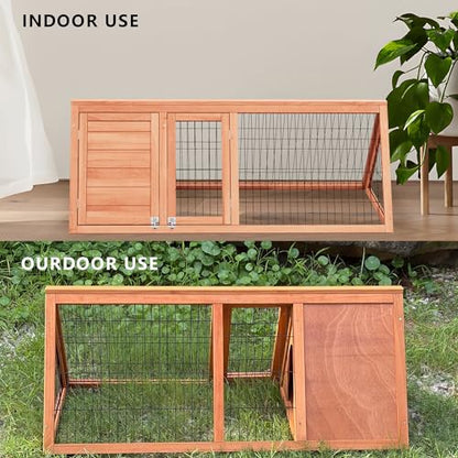 Large Tortoise Habitat House Turtle Hidden Enclosure Indoor Outdoor | Wooden Triangle Reptile Lounge, Ventilating Wire Fence, Fits Small Animals - color: Wood1