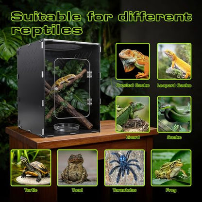 Reptile Tank Enclosure, Reptile Terrarium Acrylic Front Opening with Metal Translucent Mesh Top for Crested Gecko Lizards, Snakes, Chameleon (25Gallon) - color: 25Gallon