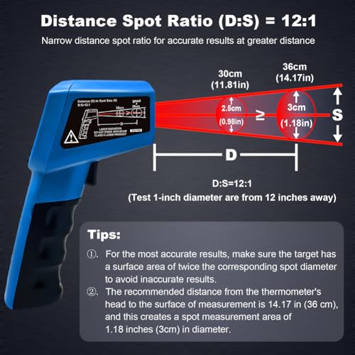 Infrared Thermometer Temperature Gun - 58 ℉~1022 ℉ (- 50 ℃~550 ℃) Non-Contact Digital Laser Infrared Ir Thermometer for Cooking, Barbecue, Food, Repair (Blue) - color: Blue1