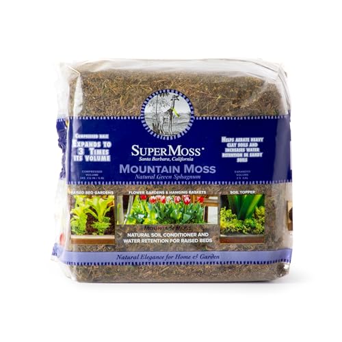 SuperMoss 23820 Mountain Moss Green Sphagnum, Mini Bale, Natural Dried