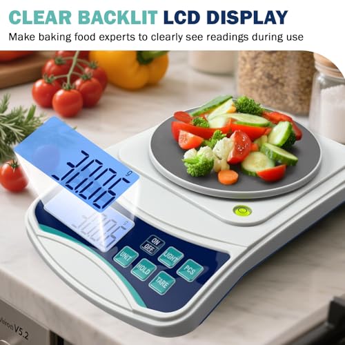 Digital Lab Scale 1000g x 0.01g oz/g/ct/DWT/tl/gn/ozt Precision Electronic Scientific Scale Analytical Balance for Laboratory Jewelry Kitchen, Includes 100g Weight and 2 x AAA Batteries