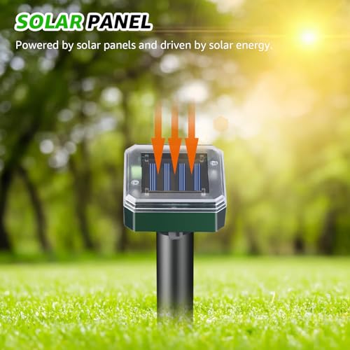 Mole Repellent Solar Powered Outdoor Chipmunk Repellent Ultrasonic | Waterproof Outdoor Deterrent Solar Mole Repellent Ultrasonic for Gopher Vole Rat Squirrel Skunk Garden Yard Lawn Pest Control