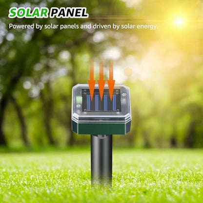 Mole Repellent Solar Powered Outdoor Chipmunk Repellent Ultrasonic | Waterproof Outdoor Deterrent Solar Mole Repellent Ultrasonic for Gopher Vole Rat Squirrel Skunk Garden Yard Lawn Pest Control