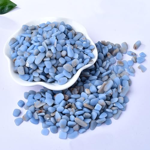 Erliway 7-9mm Angelite Healing Crystal Chips for Crafts, 100g | Natural Crushed Crystal Stones Tumbled Chips for Vase Filler Aquarium Gravel, Meditation Chakra Balancing, Candle DIY Making - color: Angelite