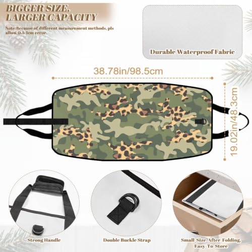 Leopard Camo Print Firewood Log Carrier Tote Bag | Water Resistant, Adjustable Buckle, Open-Ended Design, Suitable for Fireplace, RV Camping and Bonfire - color: Jungle Green Leopard Camo Mix Print