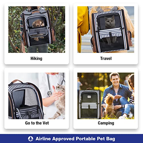 Large Cat Backpack Carrier Expandable Pet Carrier Backpack for Small Dogs Medium Cats Fit Up to 18 Lbs, Dog Carrier Backpack,Puppy Backpack Carrier, Striped - color: Striped