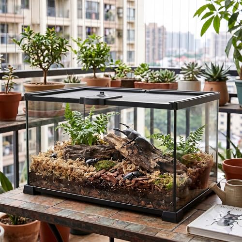 12x8x6 Reptile Enclosure, Glass Terrarium for Geckos, Lizards | Clear glass enclosure for leopard geckos, lizards, frogs, snails & isopods. Easy assembly with escape-proof locking lid.