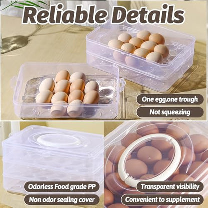 Egg Holder for 72 Eggs,3-Layer Plastic Egg Container,Deviled Egg Tray with Handle Lid,Devil Egg Holder for Refrigerator,Kitchen,Easter Party,Keep Fresh - size: 72 Eggs
