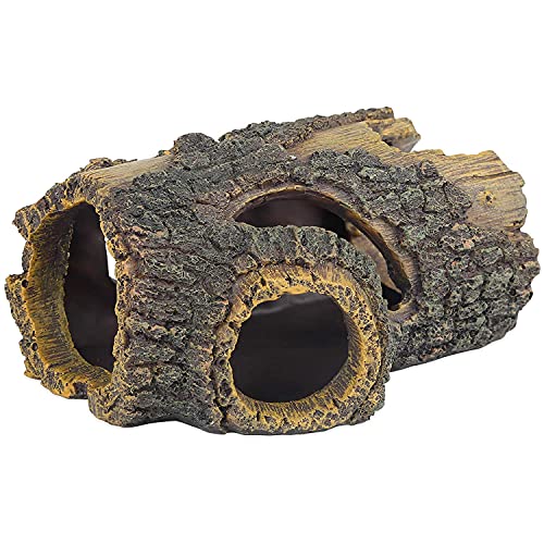 Uniclife Resin Hollow Tree Trunk Betta Log Aquarium Decorations Ornament Fish House Cave Wood House Decor for Small and Medium Fish Tank - size: Small