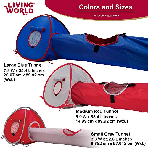 Living World Pet Tunnel, Blue/Red | Small Animal Tunnel for Rabbits and Guinea Pigs - size: Large