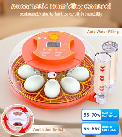 18 Egg Incubator with Automatic Egg Turning, Digital Temperature Humidity Control, Incubator for Hatching Eggs, 360° View Candler, Chicken, Quail, Duck, Goose, Turkey for Home & Farm