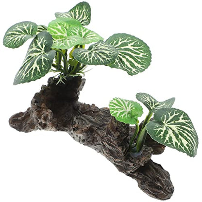 Ipetboom Fish Tank Plant Reptile Corner Branch Resin Climbing Tree Branch with Leaves Terrarium Plant Branches Fish Turtle Tank Decor for Snake Bearded Dragon Lizard Frog - size: Medium