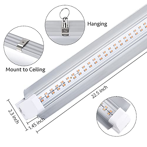 Grow Light, 2ft T8,100W(4 x 25W, 600W Equivalent), Super Bright, Full Spectrum Sunlight Plant Light, LED Grow Light Strips, Grow Lights for Indoor Plants,Greenhouse,4-Pack - size: 2FT-4pack
