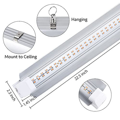 Grow Light, 2ft T8,100W(4 x 25W, 600W Equivalent), Super Bright, Full Spectrum Sunlight Plant Light, LED Grow Light Strips, Grow Lights for Indoor Plants,Greenhouse,4-Pack - size: 2FT-4pack