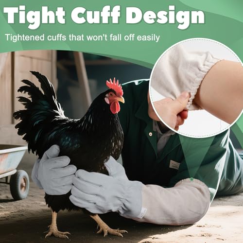 2 Pack Chicken Handling Gloves,Extra Long Scratch Proof Gloves for Chicken Handling,Puncture Resistant Glove for Prevent Chickens Scratch,Bite Proof Glove for Chickens,Bird,Cat