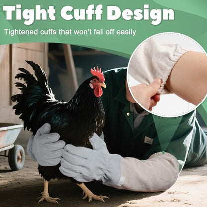 2 Pack Chicken Handling Gloves,Extra Long Scratch Proof Gloves for Chicken Handling,Puncture Resistant Glove for Prevent Chickens Scratch,Bite Proof Glove for Chickens,Bird,Cat