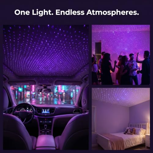 USB Star Projector Night Light, Flexible Gooseneck Adjustable Car Roof Starry Lamp, Romantic Atmosphere Light for Car Bedroom Party (Violet Blue) - color: blue