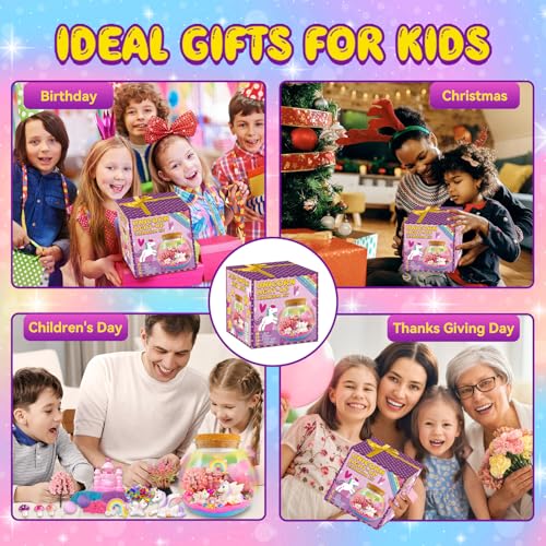 7july Unicorn Terrarium Crafts Kit for Kids-LED Night Light Up & Remote Unicorn Birthday Gifts Toys for Girls Ages5 6 7 8 9 10 Year Old-Christmas Gifts for Girls - style: Unicorn