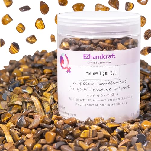 Yellow Tiger Eye Chips Bulk 1lb, 1200+ Pieces, 5-8mm Natural Gemstones - color: Yellow Tiger Eye, size: 1LB