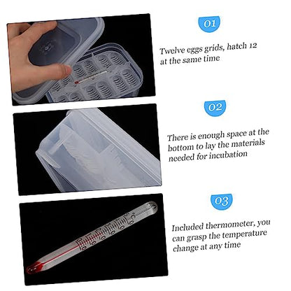 Didiseaon Reptile Breeding Box with Thermometer Professional Egg Incubator for Gecko Lizard and Reptile Hatching Easy to Clean and Manage Incubation Tray