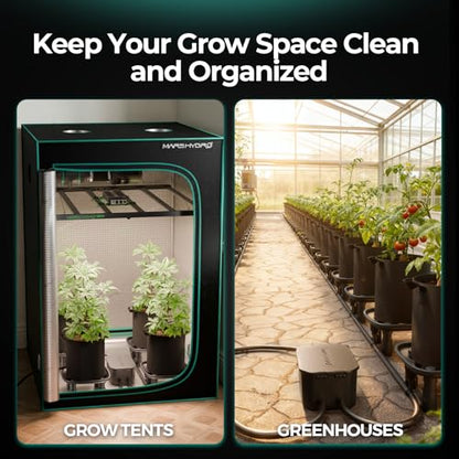 MARS HYDRO Auto Drainage System with Water Pump for Indoor Plants Grow Tent | Plant Drainage Saucers with 4 Elevated Runoff Trays & 4-Pack 5 Gallon Grow Bags for Growbox - size: 4PC