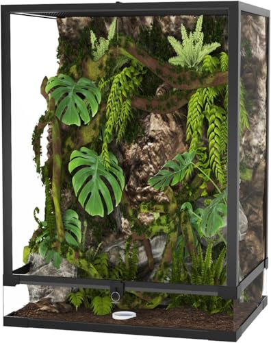 34 Gallon Reptile Tall Glass Terrarium 24" x 18" x 28" - Anti-Escape Design, Dual-Climate Water-Tight Base for Easy Maintenance,Reptile Enclosure with Top Screen Ventilation - size: 34 Gallon-T