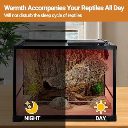 REPTI ZOO Reptile Heat Panel Adjustable Temperature Reptile Heating Plate, Non-Light Heating Solution with Expanded Heating Range for Hermit Crabs/Leopard Geckos/Turtles/Snakes/Lizards - size: 6" X 9"