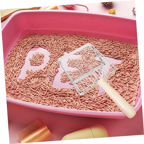 VANZACK Cat Litter Scoop Integrated Shovel with Wooden Handle Durable Pet Litter Sifter for Easy Cleanup of Cat Waste and Reptile Excrement