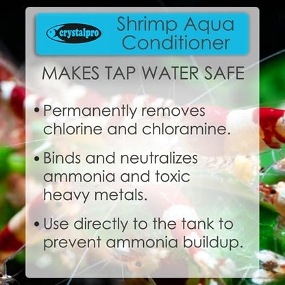 Crystalpro Shrimp Aqua Conditioner Treats 1250 Gallons - Concentrated Water Conditioner Neutralizes Chlorine and Ammonia (4.2 Oz-125 ml) for Freshwater Invertebrate Tanks – Caridina & Neocaridina