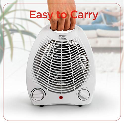 BLACK+DECKER Personal Desktop Heater, 1500 Watts, BHD101W, White | Space Heater for Office Desk, Home Office & Personal Use Desk, 2 Heat & Fan Only Settings, Adjustable Thermosta