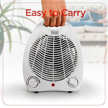 BLACK+DECKER Personal Desktop Heater, 1500 Watts, BHD101W, White | Space Heater for Office Desk, Home Office & Personal Use Desk, 2 Heat & Fan Only Settings, Adjustable Thermosta