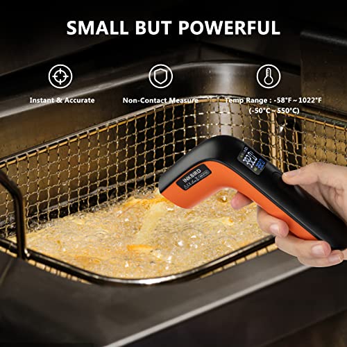 Rechargeable Infrared Thermometer Gun for Cooking, Laser Temperature Gun | -58℉~1022℉,Colorful Display,Pizza Oven Grill Kitchen Home,Max and Low Measure,℉ Only,NOT for Human