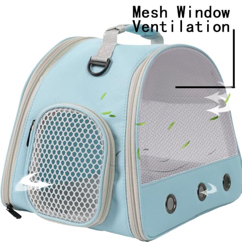 Ventilation Cage,Bearded Dragon Travel Carrier,Guinea Pig Carrier,Guinea Pig Bag for 2,Reptile Travel Carrier for Lizards Sugar Glider Hedgehog Rat Parrot Birds,Airline Approved (Blue, Mesh Carrier) - color: Blue