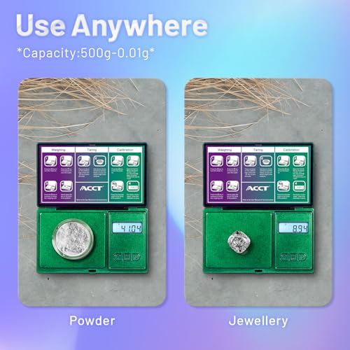 Digital Pocket Scale, 500g by 0.01g, Precision Gram Scale with Tare Scale Feature, 6 Units, Small Ounce Scale for Jewelry, Powder, Coins, Herb, Mini Scale with Battery - color: Green