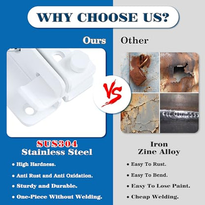 Alise Flip Latch,Gate Latches Slide Bolt Latch Safety Door Lock Catch for Barn Cabinet Pet Cage Wood Fence Bathroom Garage Window,SUS304 Stainless Steel Gate Hardware Locks,White Finish MS5009-W | SUS 304 Stainless Steel Door Latch Lock for Wooden Fence S