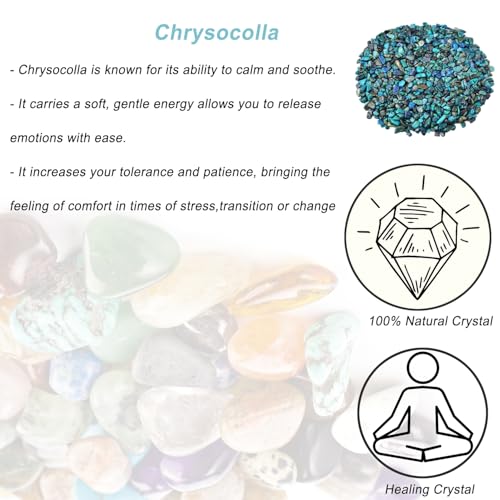 Erliway 7-9mm Chrysocolla Healing Crystal Chips for Crafts, 100g | Natural Crushed Crystal Stones Tumbled Chips for Vase Filler Aquarium Gravel, Meditation Chakra Balancing, Candle DIY Making - color: Chrysocolla