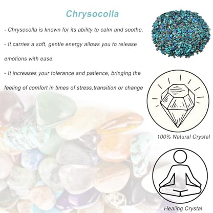 Erliway 7-9mm Chrysocolla Healing Crystal Chips for Crafts, 100g | Natural Crushed Crystal Stones Tumbled Chips for Vase Filler Aquarium Gravel, Meditation Chakra Balancing, Candle DIY Making - color: Chrysocolla