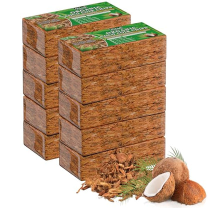 Halatool 10 Pcs Coco Husk Chips for Plants - 11 LB 100% Organic Coconut Coir Chips with Low EC and pH Balanced, Compressed Coco Substrate Growing Mulch Medium for Landscaping, Herbs, Plants, Flowers - color: 10pcs