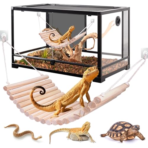Vodolo Reptile Bridge,Bearded Dragon Hammock,Lizard Tank Climbing Accessories Gecko Reptile Decor for Habitat,Hamster Cage Accessories 12 in