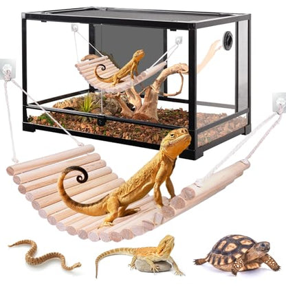 Vodolo Reptile Bridge,Bearded Dragon Hammock,Lizard Tank Climbing Accessories Gecko Reptile Decor for Habitat,Hamster Cage Accessories 12 in