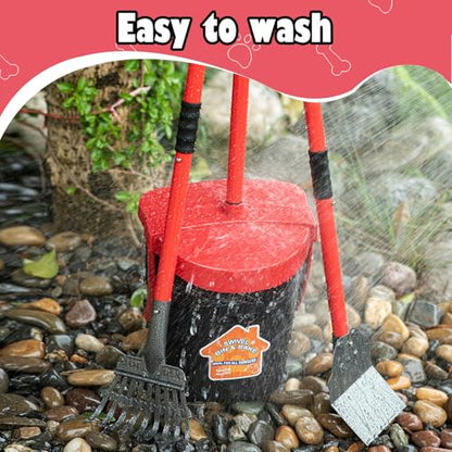 HUZSV Dog Pooper Scooper with Bag Attachment&Swivel Bin | Heavy Duty Metal Rake and Spade Set,Non-Breakable Poop Scoop for Large & Small Dogs ,100 Waste Bags for Grass, Dirt & Gravel
