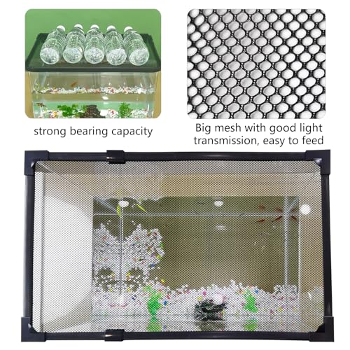 Magnetic Fish Tank Cover Net Aquarium Lid Mesh Top Hood Cut to Any Size Ventilation Transparency Anti-Jumping Aquarium Cover (39"X19") - color: Grey