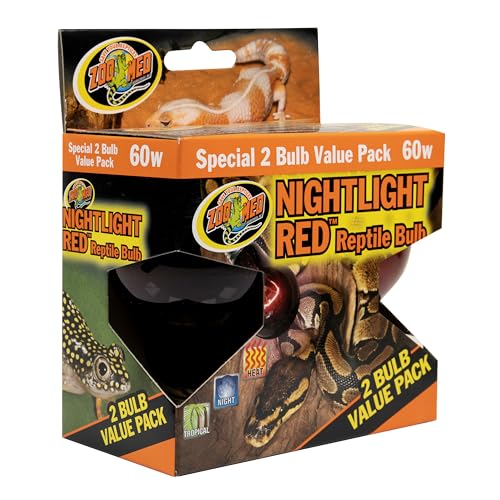 Zoo Med Nightlight Red Bulb for Reptiles 60 Watts Pack of 2