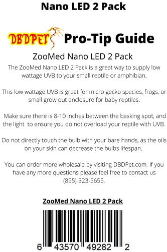 's Bundle with Zoomed 5w Nano LED Reptile Light (2 Pack) - Bright Daylight Viewing Bulb & Includes Attached Pro-Tip Guide