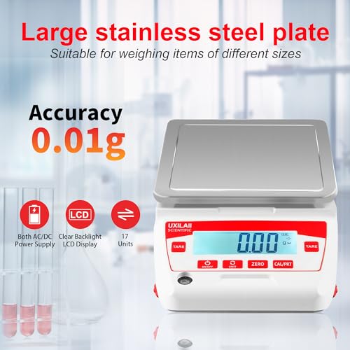 Lab Scale 2200g x 0.01g High Precision Electronic Analytical Balance 0.01g Accuracy Laboratory Balance Digtal Scale Gram Scale Jewelry Scale with 500g Calibration Weight - size: 2200g0.01g