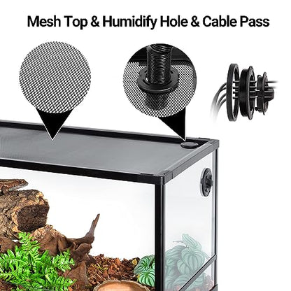 Double Stacked Reptile Tank, 24" x 18" x 44" Tall Reptiles Terrarium, Front Opening, Full Vision, Knock Down, 2 Pack 34 Gallon Glass Cage for Reptile, Bearded Dragon, Lizard, Snake, Gecko - size: 24" x 18" x 44"